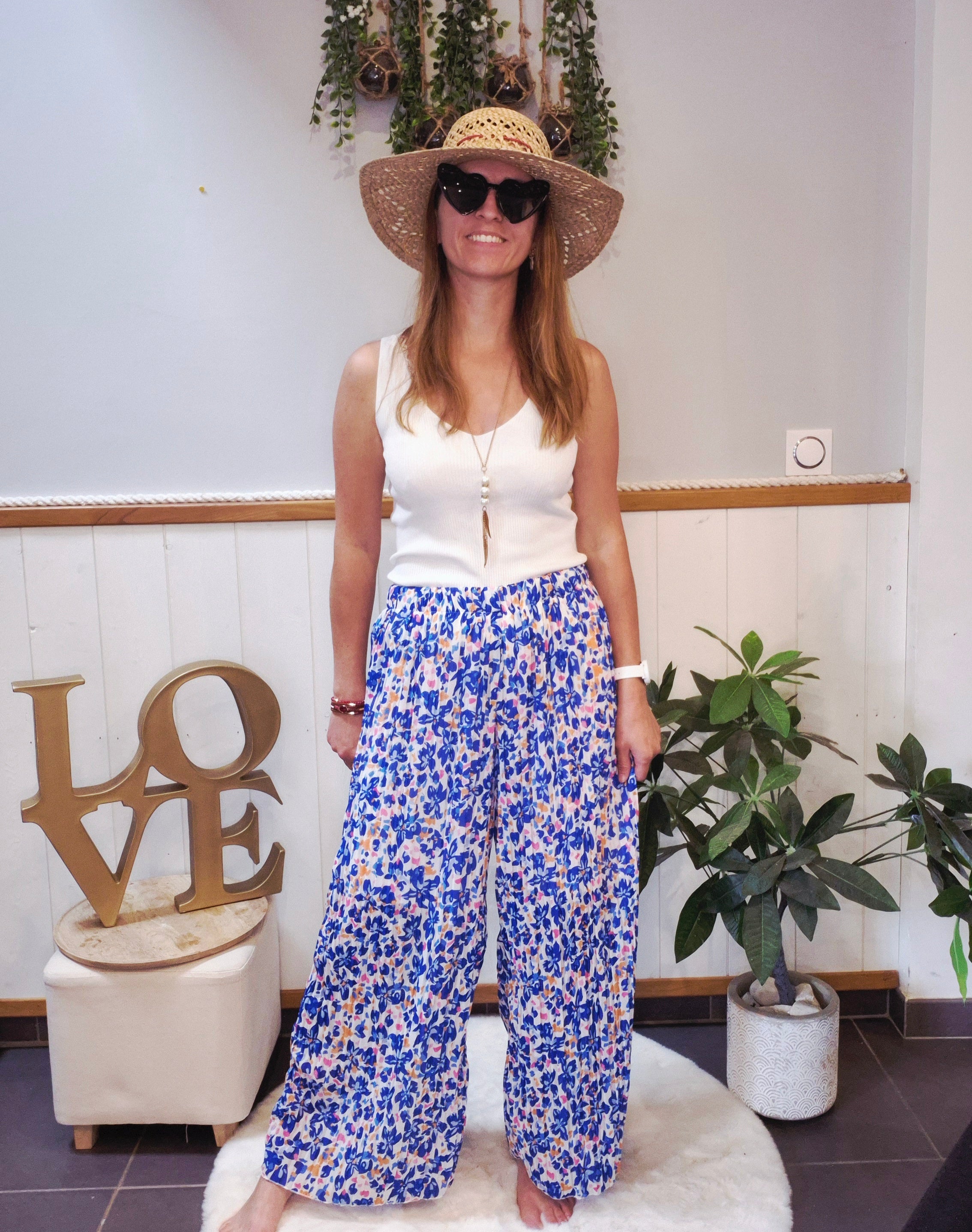 Pantalon plissé jambes larges