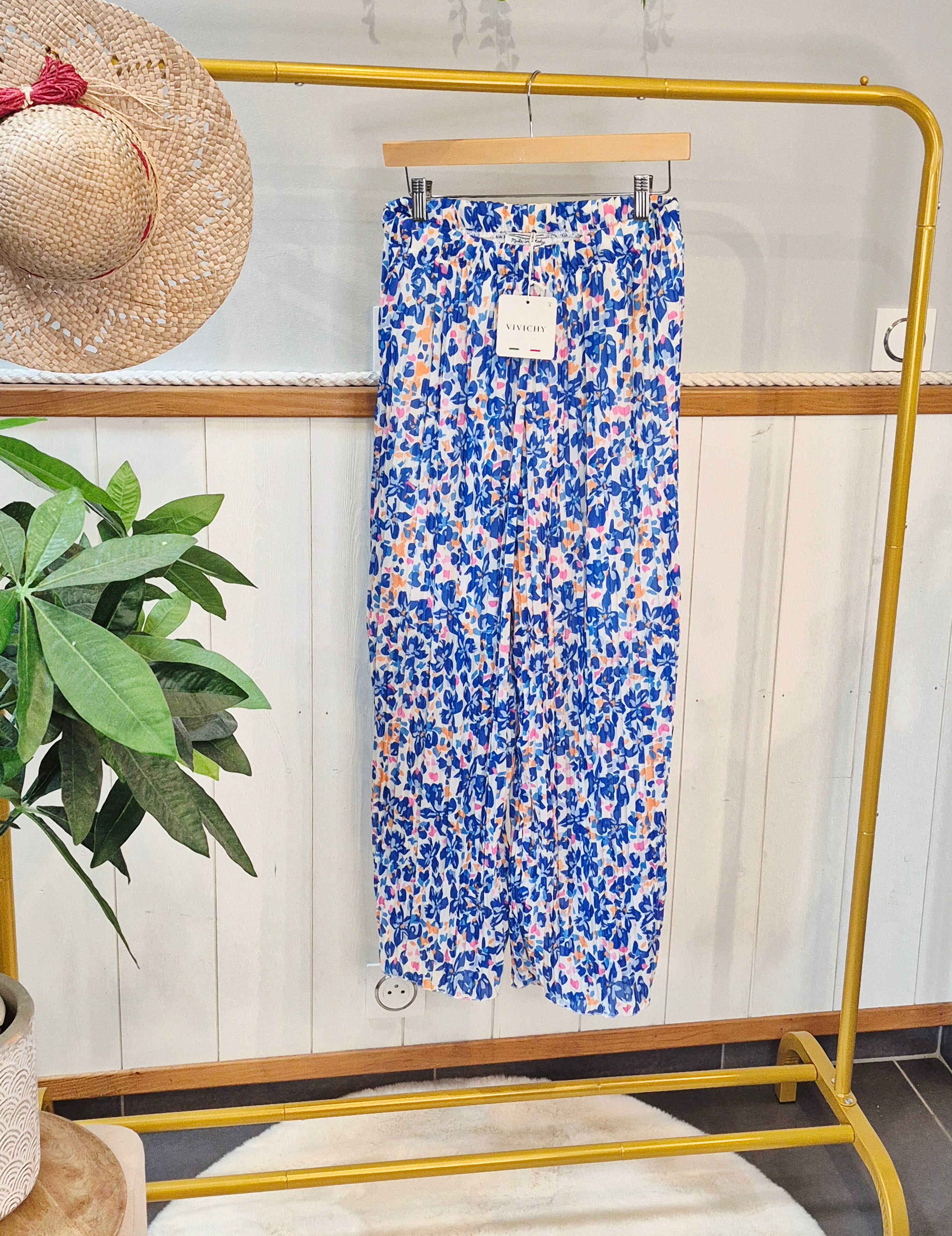 Pantalon plissé jambes larges