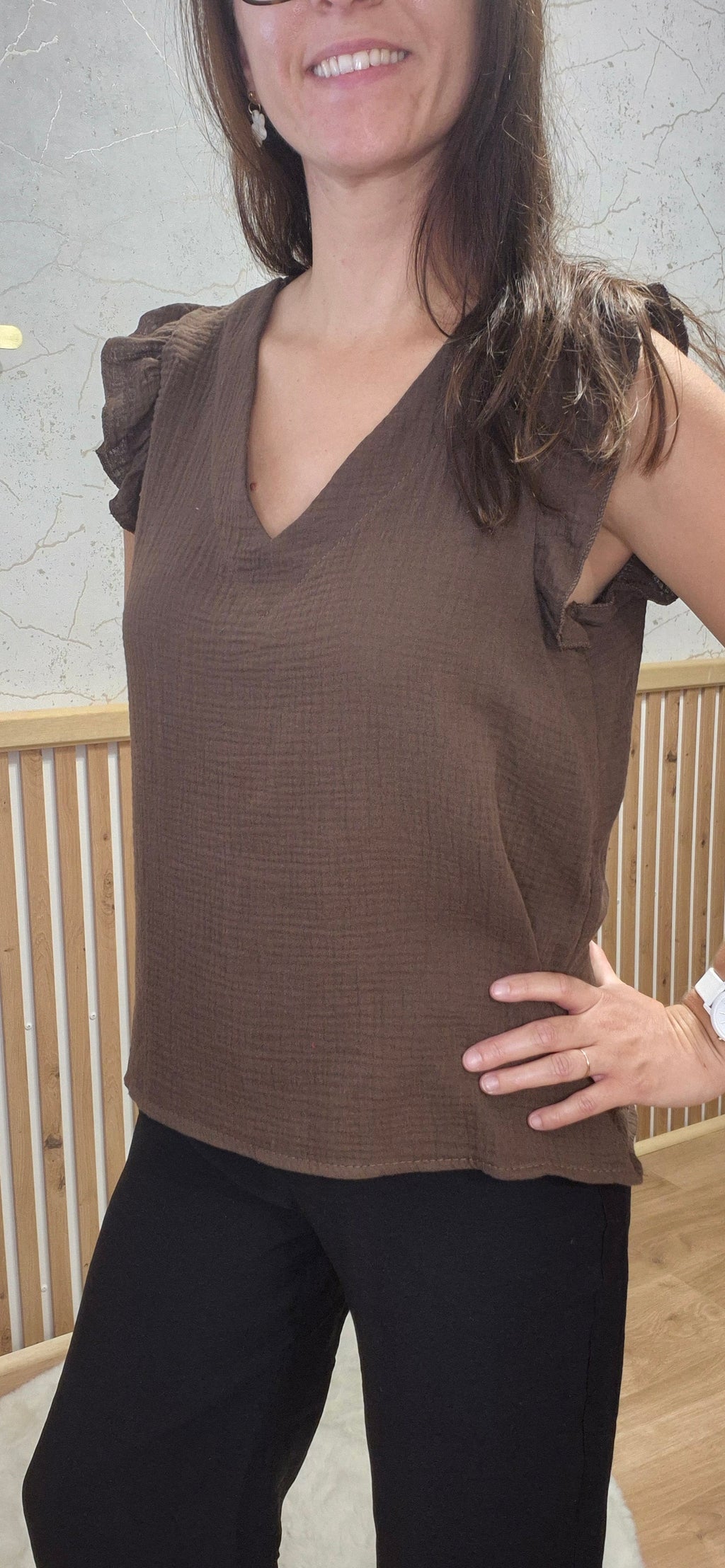 Top Gaze de Coton marron