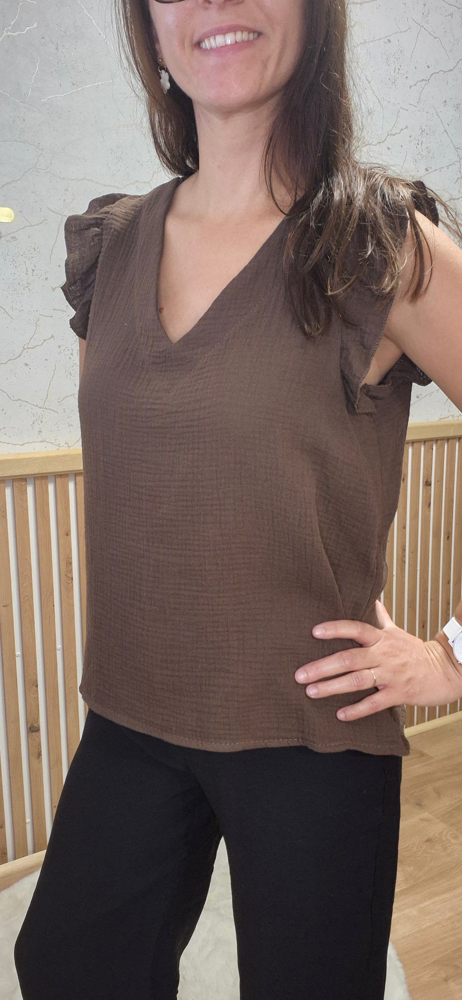 Top Gaze de Coton marron