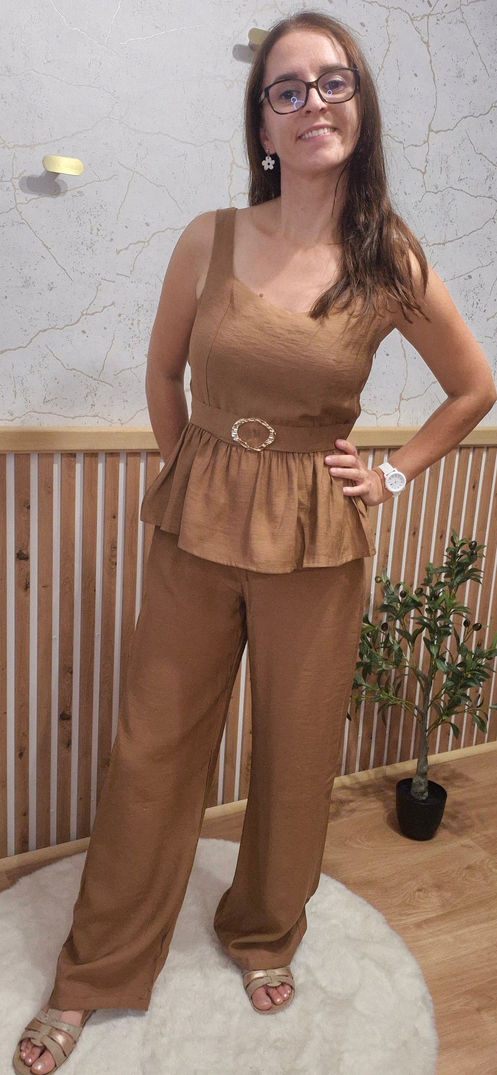 Pantalon fluide marron