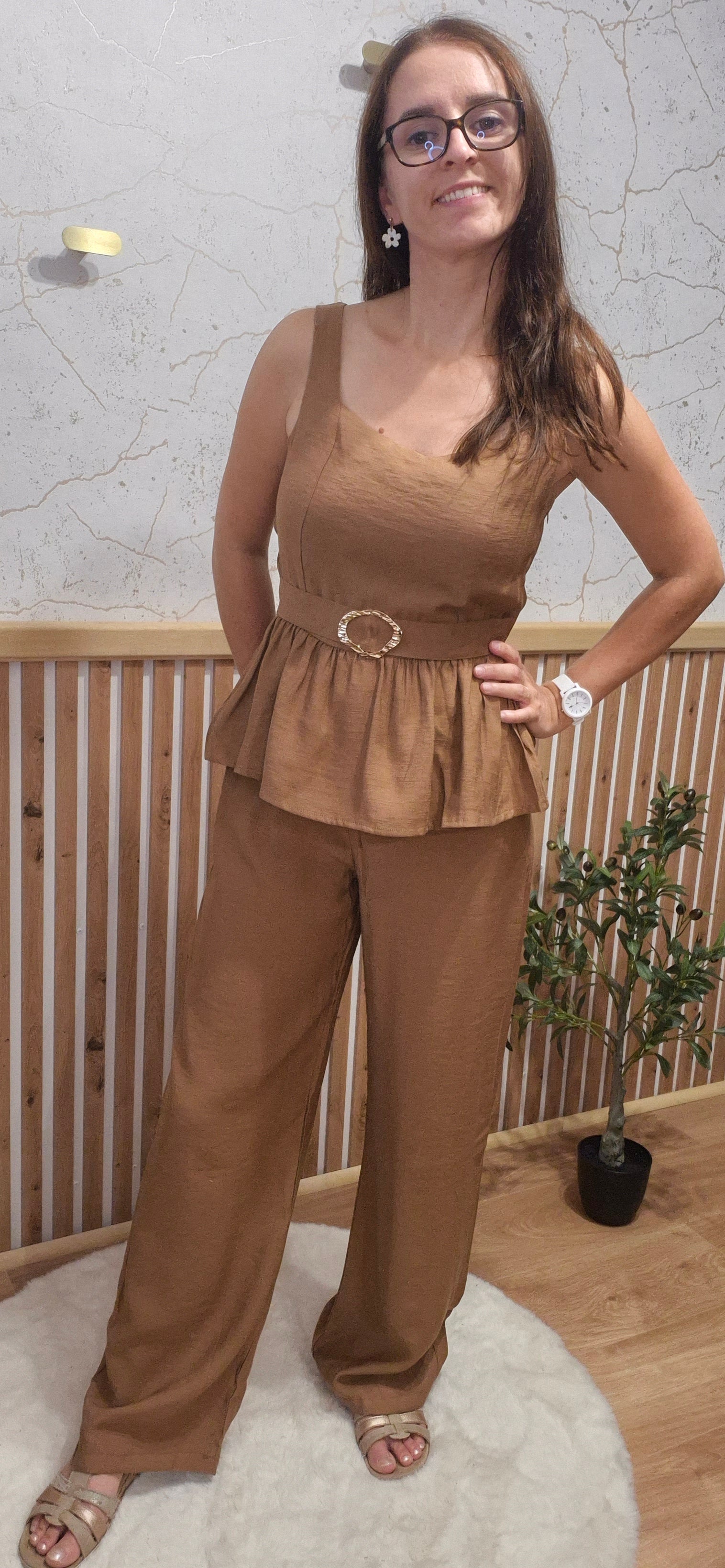 Pantalon fluide marron