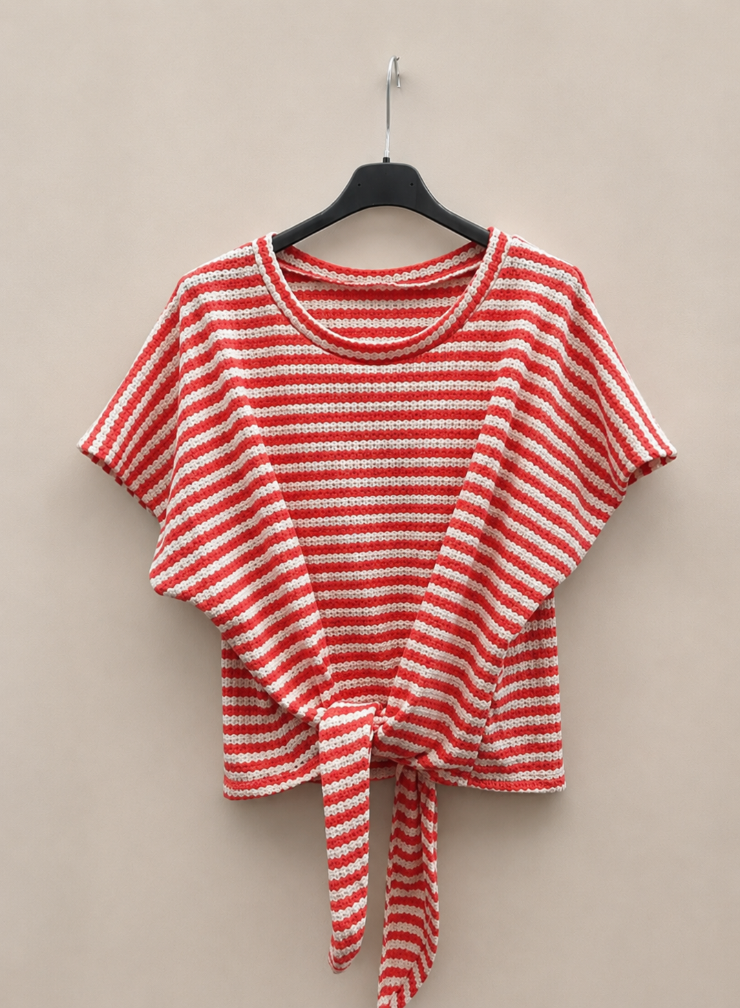T-shirt à rayures corail