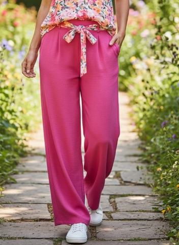 Palazzo Fuchsia ceinture fleurs