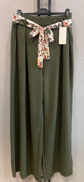Palazzo kaki ceinture fleurs