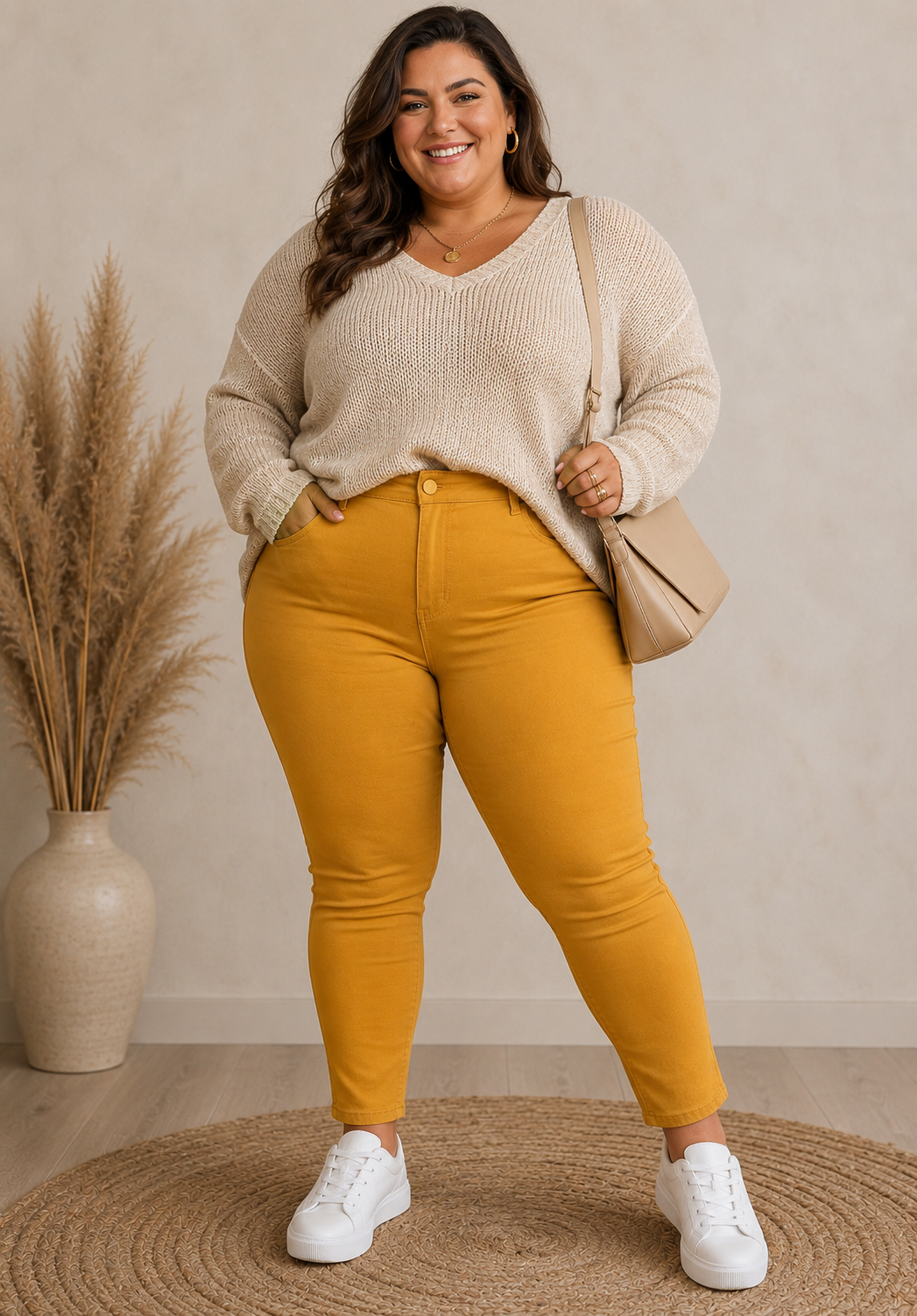 Pantalon Skinny Moutarde