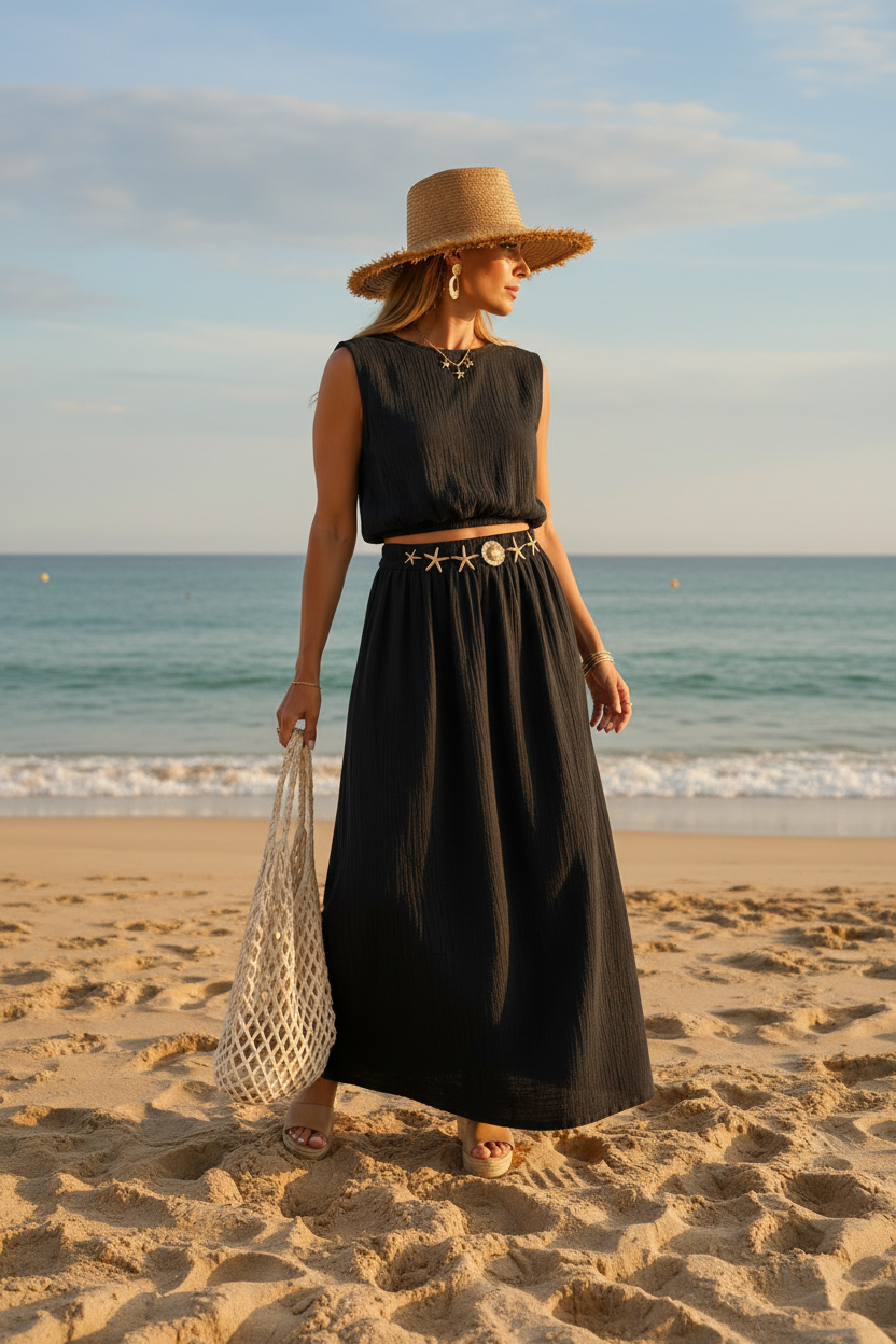 Ensemble noir plage Stories