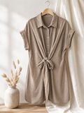 Robe chemise beige