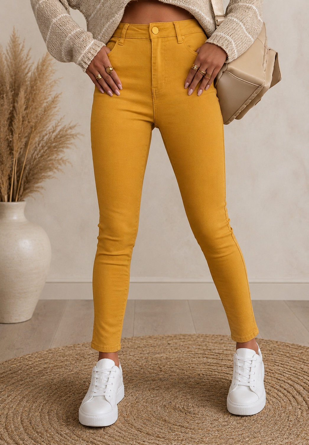 Pantalon Skinny Moutarde