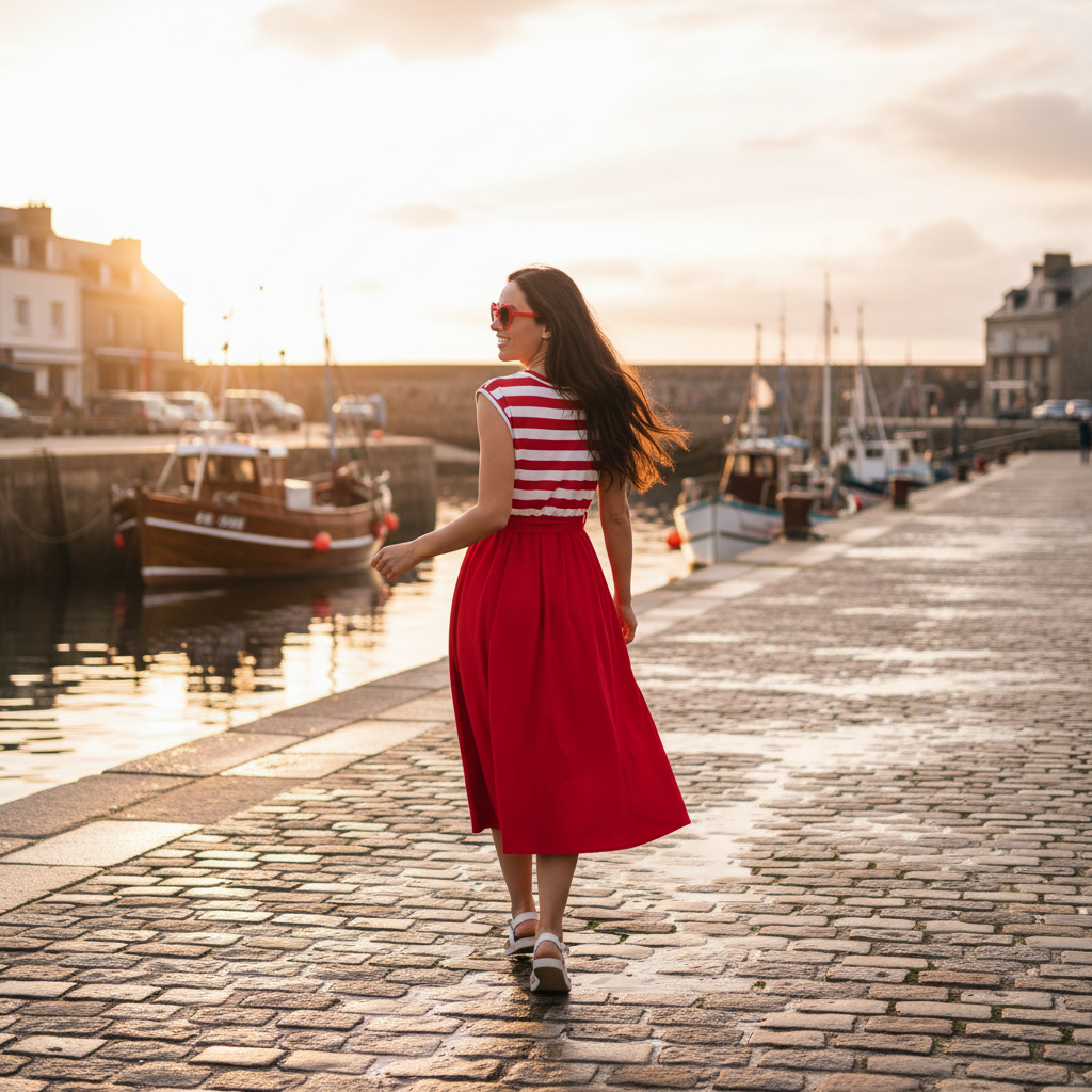 Robe rayée rouge Feed